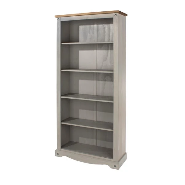 Corona Tall Bookcase, Grey 3 Corona Tall Bookcase, Grey - Image 3