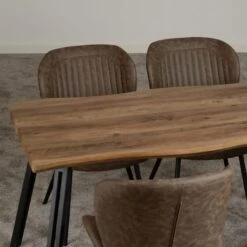 Quebec 4 Seater Wave Rectangular Dining Table With 4 Chairs, Brown -Furniture Sale Store 1000169764 alt04