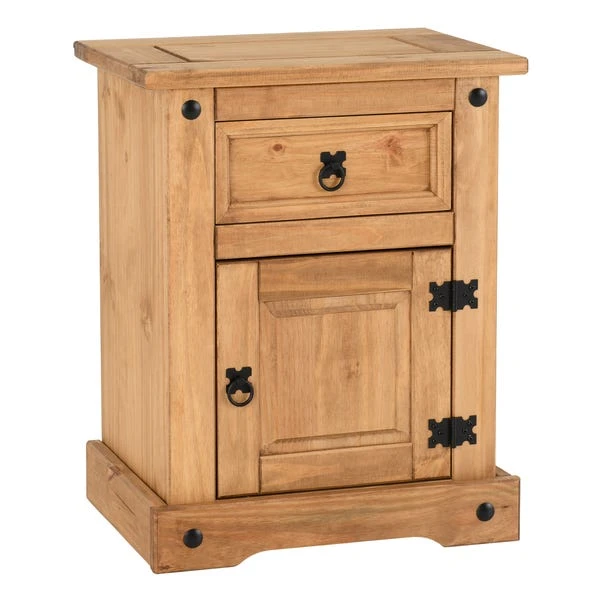 Corona 1 Drawer & 1 Door Bedside Table, Pine 2 Corona 1 Drawer & 1 Door Bedside Table, Pine - Image 2