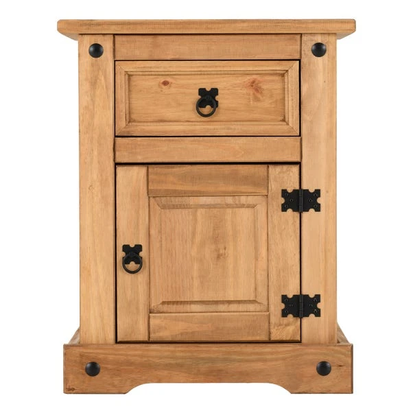 Corona 1 Drawer & 1 Door Bedside Table, Pine 3 Corona 1 Drawer & 1 Door Bedside Table, Pine - Image 3