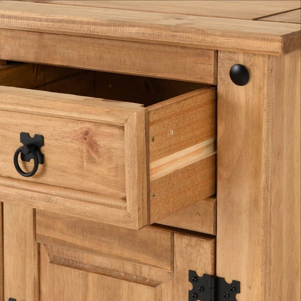 Corona 1 Drawer & 1 Door Bedside Table, Pine 7 Corona 1 Drawer & 1 Door Bedside Table, Pine - Image 7