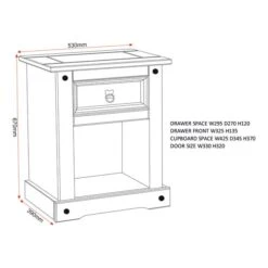 Corona 1 Drawer & 1 Door Bedside Table, Pine 17 Corona 1 Drawer & 1 Door Bedside Table, Pine -Furniture Sale Store 30359233 alt09