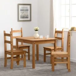 Corona 4 Seater Rectangular Dining Table With 4 Chairs, Pine