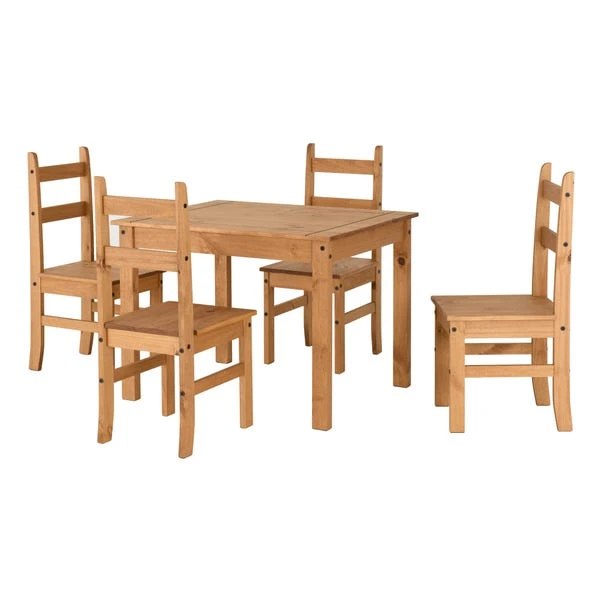 Corona 4 Seater Rectangular Dining Table With 4 Chairs, Pine 2 Corona 4 Seater Rectangular Dining Table With 4 Chairs, Pine - Image 2