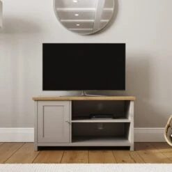 Lancaster Compact TV Unit, Grey And Oak For TVs Up To 42"