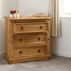 Corona 3 Drawer Chest, Pine