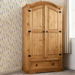 Corona Double 1 Drawer Wardrobe, Pine