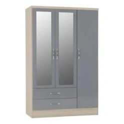 Nevada Triple 2 Drawer Wardrobe, Mirrored -Furniture Sale Store 30606998 alt01