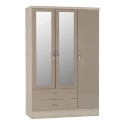 Nevada Triple 2 Drawer Wardrobe, Mirrored -Furniture Sale Store 30606999 alt01