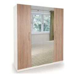 Harmony Euston 4 Door Wardrobe, White & Mirrored
