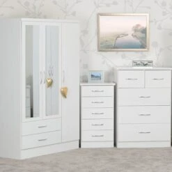 Nevada Triple 2 Drawer Wardrobe, Mirrored