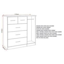Nevada Small Single 5 Drawer Wardrobe -Furniture Sale Store 30694088 alt09