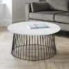 Broadway Round Coffee Table, White Faux Marble