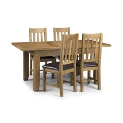 Astoria 4-6 Seater Rectangular Extendable Dining Table With 4 Chairs, Solid Oak