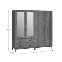 Fulton 4 Door Wardrobe, Pine -Furniture Sale Store 30773038 alt09