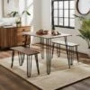 Bella 4 Seater Rectangular Hairpin Leg Dining Table With 2 Benches