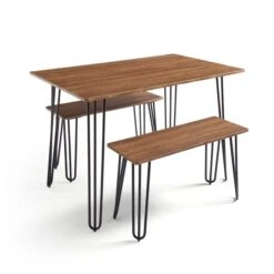 Bella 4 Seater Rectangular Hairpin Leg Dining Table With 2 Benches -Furniture Sale Store 30793847 alt03