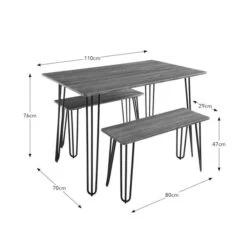 Bella 4 Seater Rectangular Hairpin Leg Dining Table With 2 Benches -Furniture Sale Store 30793847 alt09