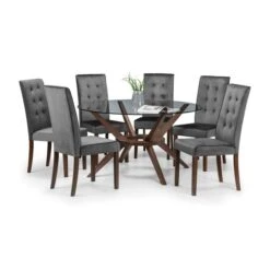 Chelsea 6 Seater Round Glass Top Dining Table -Furniture Sale Store 30794183 alt02