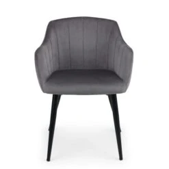 Hobart Set Of 2 Scalloped Dining Chairs, Grey Velvet -Furniture Sale Store 30794265 alt03