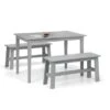 Kobe 4 Seater Rectangular Dining Table With 2 Benches, Grey