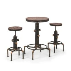 Rockport Pipework 4 Seater Round Bar Table -Furniture Sale Store 30794585 alt05