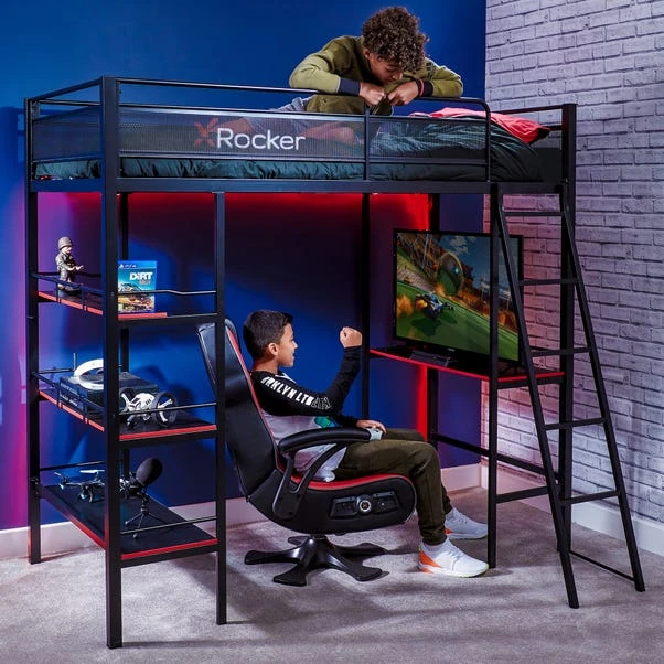 X Rocker Fortress Gaming High Sleeper Bunk Bed With Shelves & Desk 2 X Rocker Fortress Gaming High Sleeper Bunk Bed With Shelves & Desk - Image 2