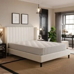 Alara Pleated Teddy Fabric Bed Frame -Furniture Sale Store 30800159 alt01