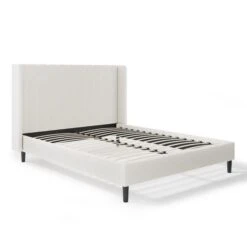 Alara Pleated Teddy Fabric Bed Frame -Furniture Sale Store 30800163 alt07