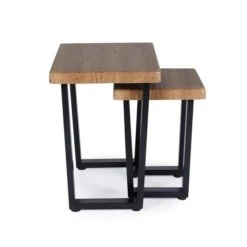 Freddie Nest Of Tables, Rustic Wood Effect -Furniture Sale Store 30809247 alt02