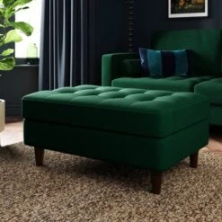 Zoe Velvet Storage Footstool -Furniture Sale Store 30825930