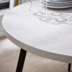 Zuri 4 Seater Round Dining Table, Concrete Effect -Furniture Sale Store 30829513 alt02