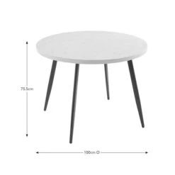 Zuri 4 Seater Round Dining Table, Concrete Effect -Furniture Sale Store 30829513 alt09