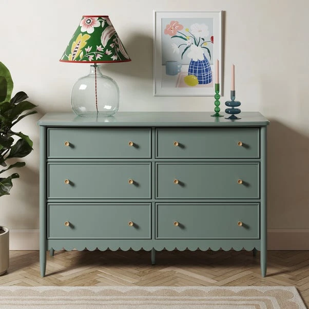 Remi Wide 6 Drawer Chest, Lilypad Green 1 Remi Wide 6 Drawer Chest, Lilypad Green
