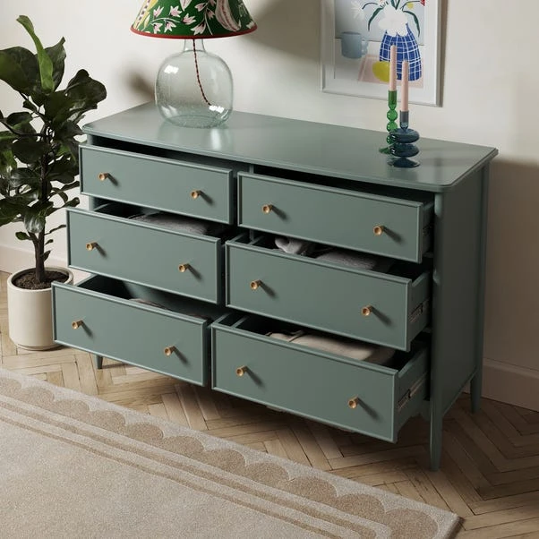 Remi Wide 6 Drawer Chest, Lilypad Green 2 Remi Wide 6 Drawer Chest, Lilypad Green - Image 2