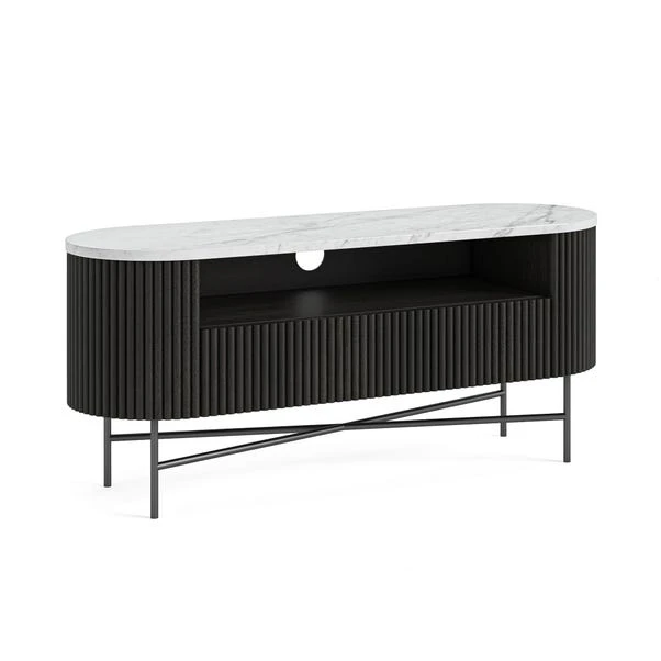 Kiera TV Unit, Mango Wood & Real Marble For TVs Up To 55" 2 Kiera TV Unit, Mango Wood & Real Marble For TVs Up To 55" - Image 2