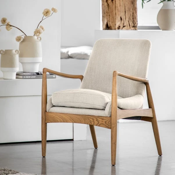 Callar Linen Wooden Arm Accent Chair 1 Callar Linen Wooden Arm Accent Chair