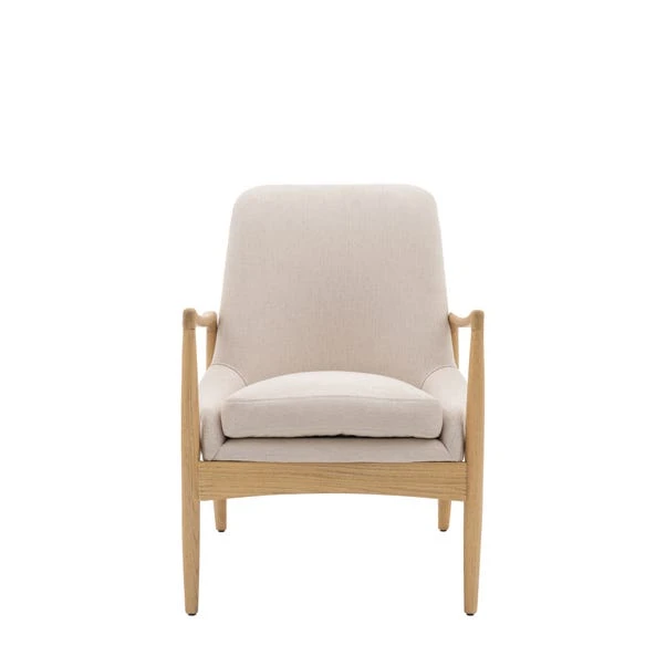 Callar Linen Wooden Arm Accent Chair 2 Callar Linen Wooden Arm Accent Chair - Image 2