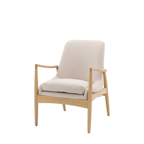 Callar Linen Wooden Arm Accent Chair 3 Callar Linen Wooden Arm Accent Chair - Image 3