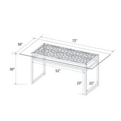 Cosmo Living Juliette 6 Seater Rectangle Dining Table, Glass Top & Brass Legs -Furniture Sale Store 30859657 alt09
