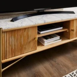 Alina Fluted Wide TV Unit, Mango Wood Fo TVs Up To 60" -Furniture Sale Store 30859818 alt02