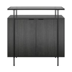 Wainwright Bar Cabinet, Black Oak