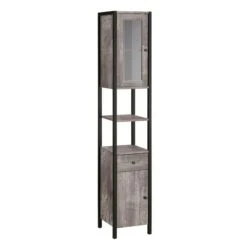 Colton Concrete Effect Tallboy Storage Unit With Mirrored Door