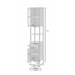Colton Concrete Effect Tallboy Storage Unit With Mirrored Door -Furniture Sale Store 30869873 alt09
