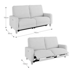 Beatrice Luna Fabric Natural Power Recliner 3 Seater Sofa -Furniture Sale Store 30869974 alt09