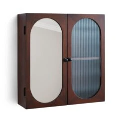 Elias Wall Cabinet, Acacia Wood, Mirror And Reeded Glass -Furniture Sale Store 30873171 alt04