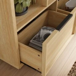 Hardy Wide Bookcase With 2 Drawers, Oak Effect -Furniture Sale Store 30874521 alt02
