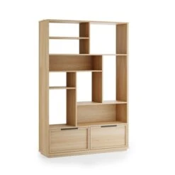 Hardy Wide Bookcase With 2 Drawers, Oak Effect -Furniture Sale Store 30874521 alt08
