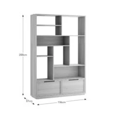 Hardy Wide Bookcase With 2 Drawers, Oak Effect -Furniture Sale Store 30874521 alt09