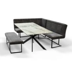 Indus Valley Athena 6 Seater Dining Table Corner Bench Set 27 Indus Valley Athena 6 Seater Dining Table Corner Bench Set -Furniture Sale Store 30877802 alt02